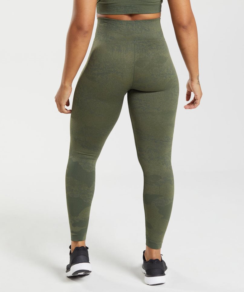 Women's Gymshark Adapt Camo Seamless Leggings Olive | NZ 0BAGWH